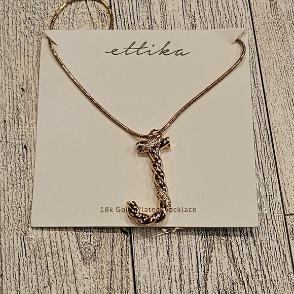 Ettika Women's 18K Gold-plated & Cubic Zirconia Initial J Pendant Necklace - Picture 1 of 6